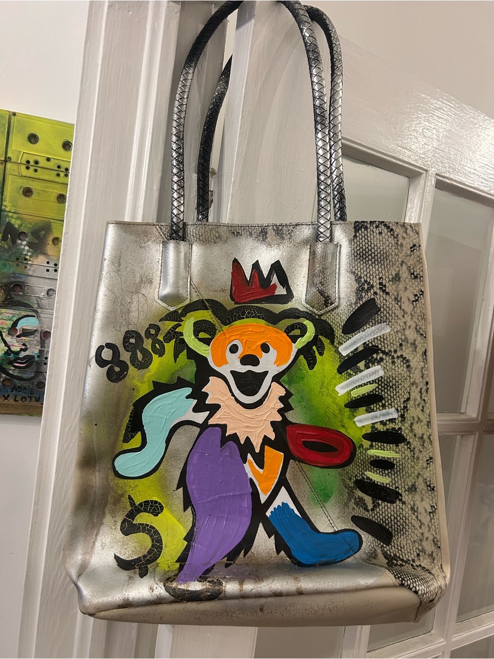 Jerry Bear Grateful Dead 888 Snakeskin Graffiti Purse by Addie Wuensch